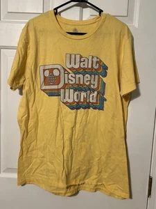 Disney Parks Walt Disney World Retro Regenbogen Logo gelb Erwachsene TShirt Größe XL - Bild 1 von 3