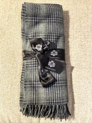 Lanificio Cesare Gatti Plaid Grey Italian Throw Blanket Wool/ Cashmere - Image 1 of 4