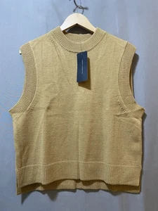 Nuevo con etiquetas Chaleco Suéter French Connection Mujeres Sin Mangas Acanalado Cuello Redondo Talla L Camel - Imagen 1 de 14