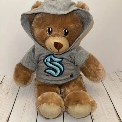 Build-A-Bear Workshop Tan Teddy Bear NHL Seattle Hoodie 16” Plush VGUC CHARITY - Image 1 of 4