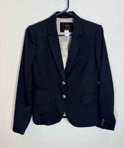 J. Blazer Crew Schoolboy para mujer talla 2 lana azul marino botones dorados - Imagen 1 de 7
