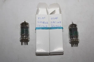 NOS Matched Pair Selected USAF 6513 12AX7WA Triple Mica Tubes Low Noise Sylvania - Picture 1 of 10