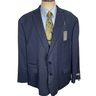 Blazer Michael Kors Kingley Hombres 56R Azul Espiga Calce Clásico Chaqueta Elástica Foto 1 de 4