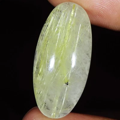 22.60 Cts Natural Golden Rutile Quartz Oval Cabochon Gemstone 15x29x7 mm LM-297 - Image 1 of 4