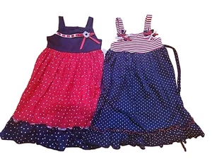 NWT Sophie Rose 6X Girls Kid Clothes USA July 4th 2 pc Lot Dresses Stars Stripes - Picture 1 of 12