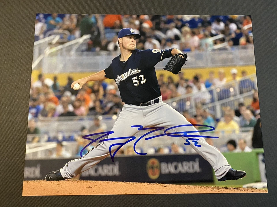 Foto firmada por Jimmy Nelson de 8x10 autografiada de los Dodgers Brewers certificado de autenticidad de béisbol Foto 1 de 1