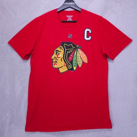 Chicago Blackhawks Mens Shirt Medium Red Jonathan Toew #19 Jersey Tee Reebok NHL Cover