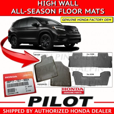 Juego de alfombrillas de pared alta OEM Honda Pilot para todas las estaciones 2016-2022 [08P17-TG7-300A] Foto 1 de 4