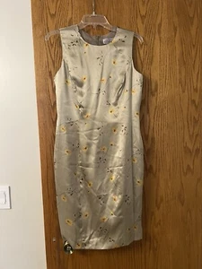 Adrianna Papell Dress Size 8 Woman Silk 90s Sheath Career Sleeveless Floral - Picture 1 of 8