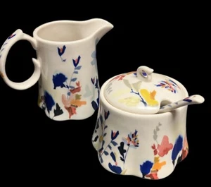 ANTHROPOLOGIE WILDFLOWER STUDY JEN GARRIDO SUGAR AND CREAMER SET OTHERS LISTED - Picture 1 of 7