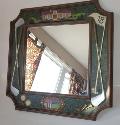 Mirror 18 Hole Golf Home Interiors Gifts USA Red Green Silver Brown - Image 1 of 4