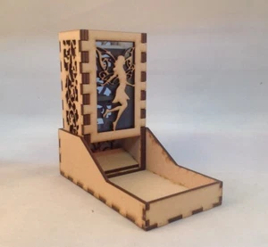 Fairy Dice Tower & Tray  Medium Blue Acrylic Window COMPACT DESIGN Laser Cut MDF - Bild 1 von 6