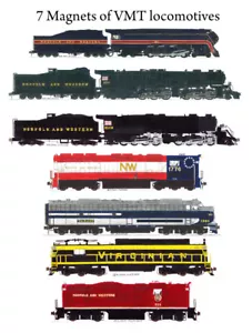 Locomotoras del Museo del Transporte de Virginia 7 imanes Andy Fletcher - Imagen 1 de 1