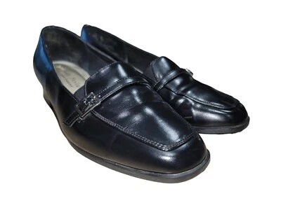 Zapatos de tacón mocasín de cuero negro Soft Style By Hush Puppies para mujer talla 6,5 Foto 1 de 4