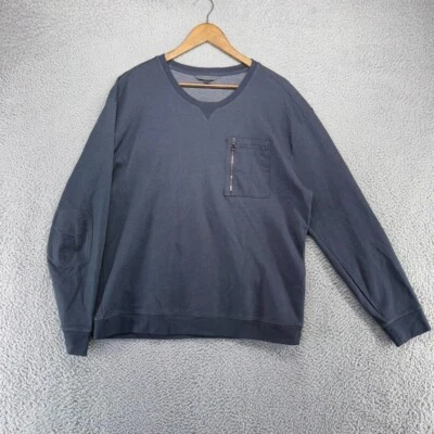John Varvatos Sudadera Para Hombre XL Azul Bolsillo Codo Parches Cuello Redondo Sólido En Blanco Foto 1 de 4