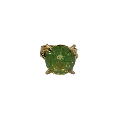 9ct 9K Yellow Gold Created Green Peridot Ladies Ring Size N1/2. Brand New - Image 1 of 4