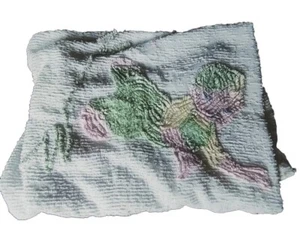 Vintage Chenille Bedspread Baby Blanket Crib Green Blue Yellow 40”x60” - Picture 1 of 9