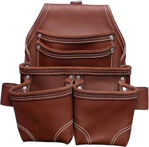 5 Pocket Leather Tool Pouch for Carpenters, Electricians, Farmers, Handyman - Picture 1 of 11