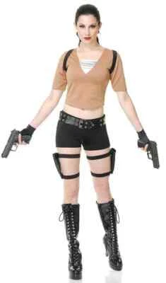 Tomb Fighter Raider Hunter Lara Croft Fancy Dress Halloween Sexy Adult Costume - Image 1 of 2
