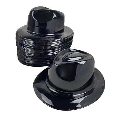 Sombreros Fedora de plástico negro brillante 36 piezas para adultos - Fiesta de disfraces Foto 1 de 4