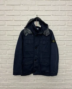 Vintage Stone Island Junior Raso Gommato Jacket Navy Blue Hooded Size 14/164 - Picture 1 of 17