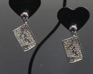 Authentic Christian Dior Earrings Heart Playing Cards Metallic #4125 - Picture 1 of 7