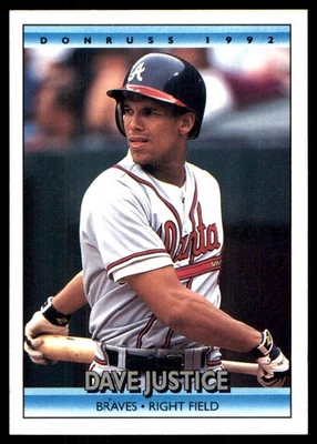 Dave Justice 1992 Donruss #327 Braves MLB READ FREE SHIPPING AutographDen - Image 1 of 2