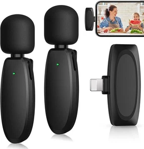 Microphone Cravate Sans Fil Vlog sans APP & Bluetooth Plug & Play 2,4 GHz Réduct - Photo 1/8