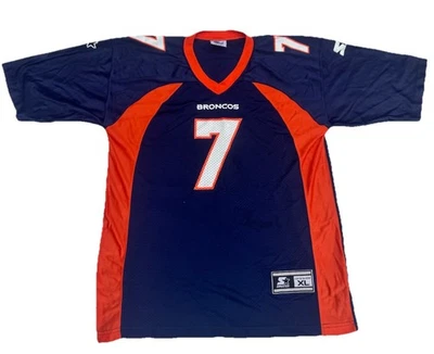 Винтажная футболка Starter John Elway Denver Broncos No7 домашняя синяя мужская размер XL 1998 - Изображение 1 из 4