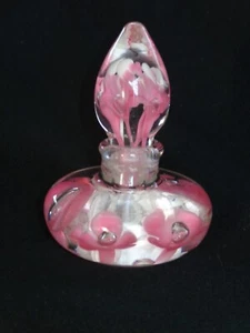 Joe St. Clair Pink Flowers Perfume Bottle Glass Paperweight - Picture 1 of 6