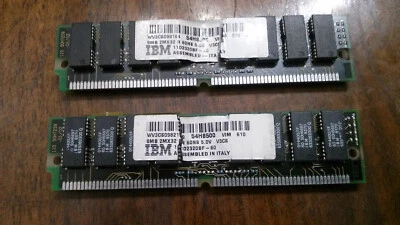 RAM coppia IBM 8MB 2MX32 N 60NS 5.0V V3CS  assembled in Italy - vintage - Immagine 1 di 4