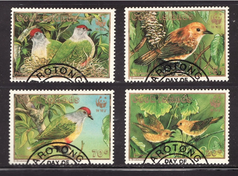 1989 Birds of Cook Islands Sc #1016-19 Used (4) set promoting the WWF Cv$16.50 - Image 1 of 1