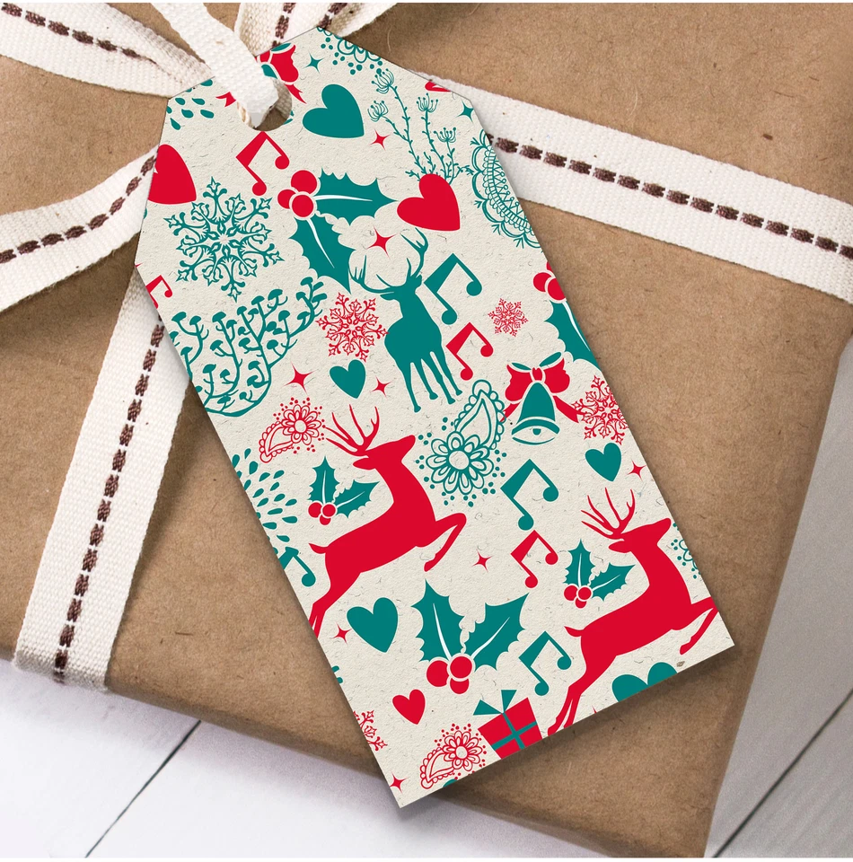 Rustic Deer Music Christmas Gift Tags (Present Favor Labels) - Image 1 of 1