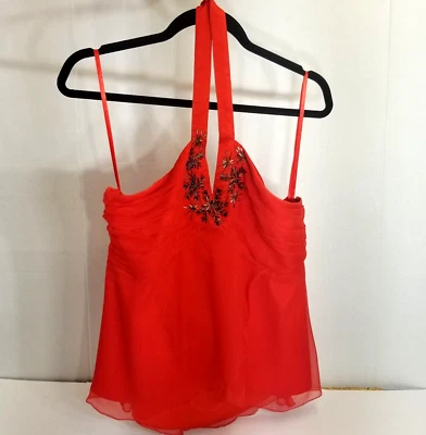 Top Spencer Jeremy De Colección Y2K Rojo Seda Cuentas Halter Grunge Hada Capricho Wms L Foto 1 de 4