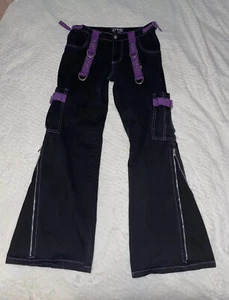 Tripp NYC Daang Goodman Black Jeans W Purple Womens Chain Gothic Punk Y2K Size 5 - Picture 1 of 16