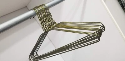 Box of 100 pcs, 13 inch Metal Wire Clothes hangers, 13 gauge, color gold, Used - Image 1 of 4