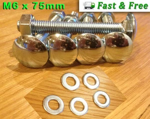 M6 x 75mm BZP CUP SQUARE CARRIAGE / COACH BOLTS WITH NUTS & WASHERS M8 M10 - Picture 1 of 2