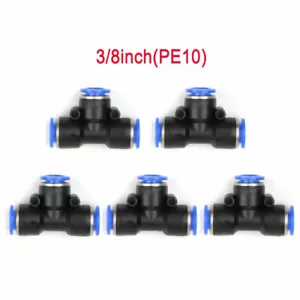 5Pc Tee Union Pneumatic Tube OD 3/8"(10mm) Push In Air Fitting Connector PE10 - Picture 1 of 6