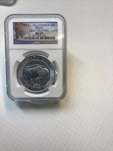 2015 SILVER CANADA $8 BISON LABEL 1 1/4 OZ COIN NGC MS 69 EARLY RELEASES 1.25 OZ - Picture 1 of 4