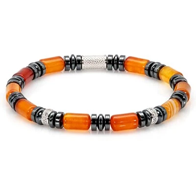 Perlenarmband Roter Achat Perlen 6mm 925 Sterling Silber MPIII - Bild 1 von 4