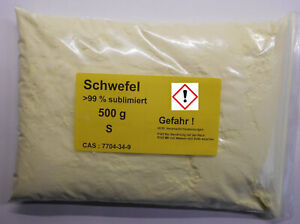 500 g Schwefel, sublimiert, säurearm, reinst >99,9% für Elementarsammlung