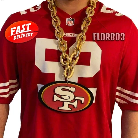 San Francisco 49ers NFL 3D Fan Chain Necklace Foam  (Gold Chain) Cover