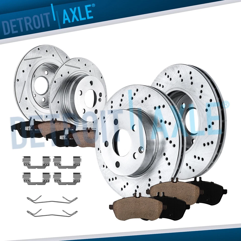 Front Rear Drilled Rotors Ceramic Brake Pads for Mercedes-Benz C230 C250 C300 - Image 1 of 4