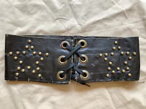 Vintage western rodeo studded star vinyl laces belt corset costume - Picture 1 of 7