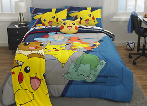 Kids Full Bed in a Bag, Gaming Bedding, Comforter and Sheets, Pokemon