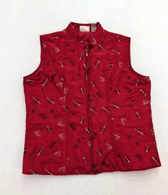 Baxter & Wells 女式背心 L 码红色刺绣 Holly Poinsettia — 第 1/4 张图片