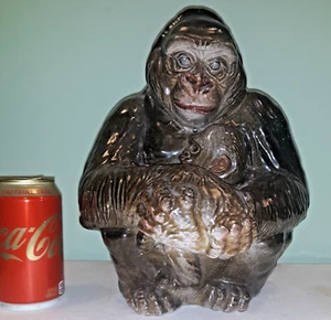 Vintage Keramik Keramik Mutter Gorilla mit Baby Figur gestempelt Italien selten 11" - Bild 1 von 6
