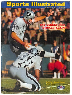 George Blanda Autographed 1970 Sports Illustrated Magazine PSA Raiders - Image 1 of 3