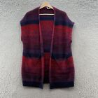 Anthropologie Moth Sweater Vest Women XS Purple Stripe Chunky Knit Cozy Open