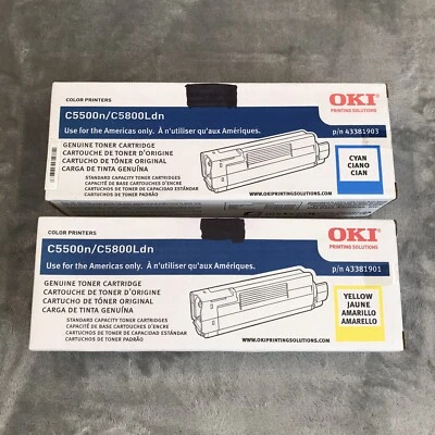 Oki Yellow & Cyan Toner Cartridges [C5500] [C5800] Genuine OEM - Image 1 of 4
